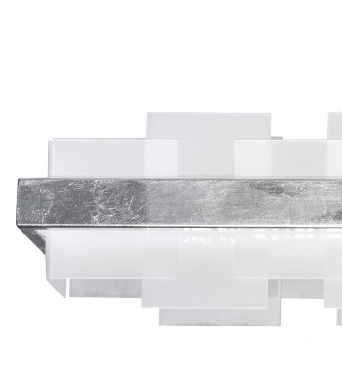 Rettangolo Led Glass Straight Bar Pendant Ceiling Light Silver Leaf-3