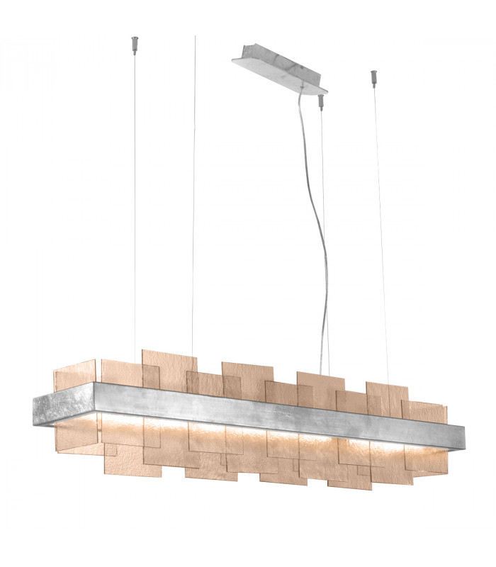 Rettangolo Led Straight Bar Pendant Ceiling Light Silver Leaf-1