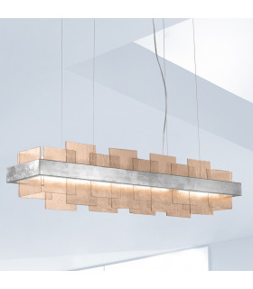 Rettangolo Led Straight Bar Pendant Ceiling Light Silver Leaf-2