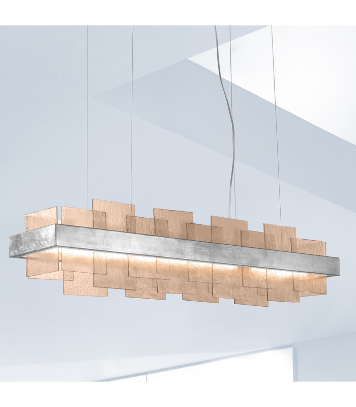 Rettangolo Led Straight Bar Pendant Ceiling Light Silver Leaf-2