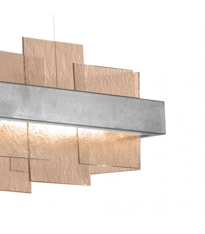 Rettangolo Led Straight Bar Pendant Ceiling Light Silver Leaf-3