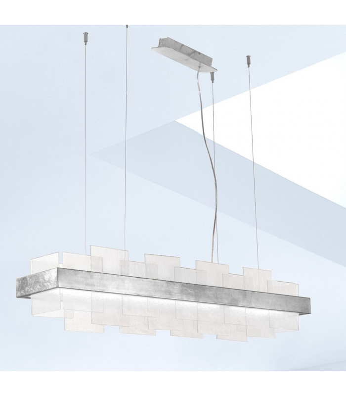 Rettangolo Led Straight Bar Pendant Ceiling Light Silver Leaf-2