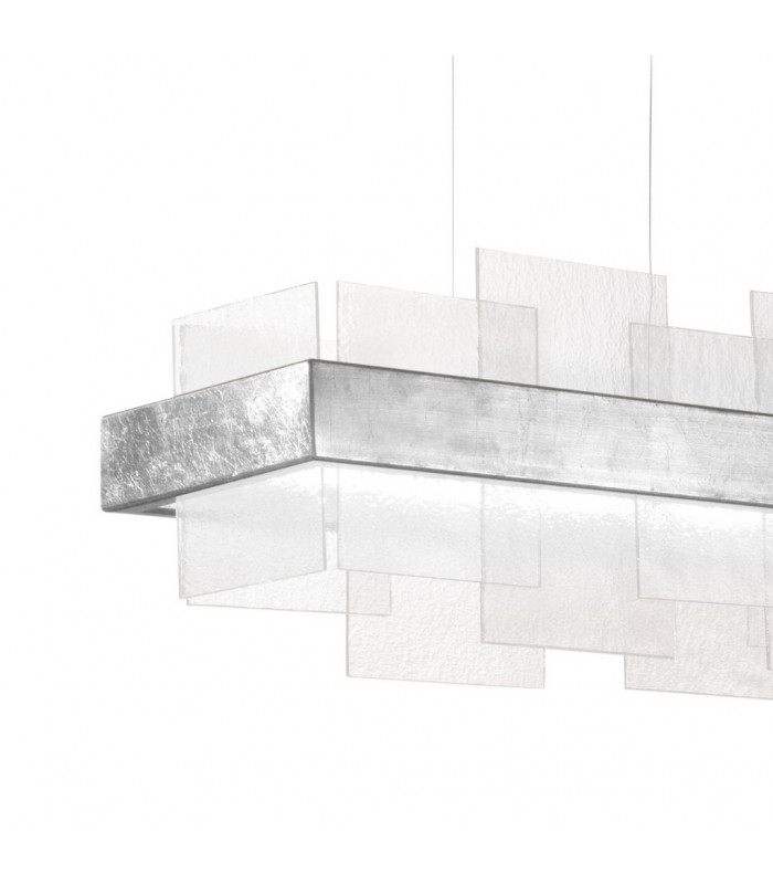 Rettangolo Led Straight Bar Pendant Ceiling Light Silver Leaf-3