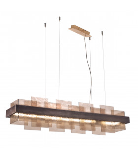 Rettangolo Led Glass Straight Bar Pendant Ceiling Light Brunito Brushed-1