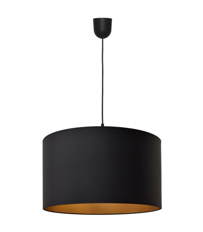 Alba Cylindrical Pendant Ceiling Light Black Gold 45cm