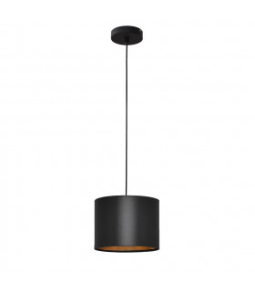 Alba Cylindrical Pendant Ceiling Light Black Gold 20cm
