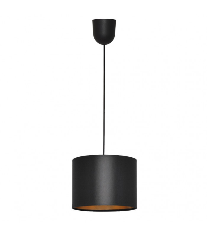 Alba Cylindrical Pendant Ceiling Light Black Gold 20cm