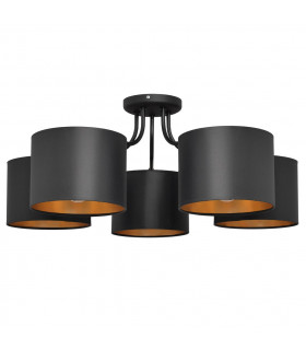 Alba Multi Arm Semi Flush Ceiling Light Black Gold 70cm