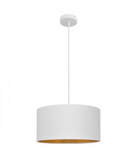 Alba Cylindrical Pendant Ceiling Light White Gold 45cm