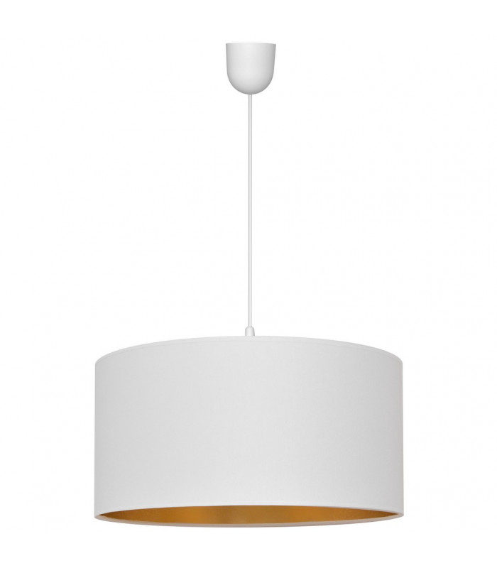 Alba Cylindrical Pendant Ceiling Light White Gold 40cm