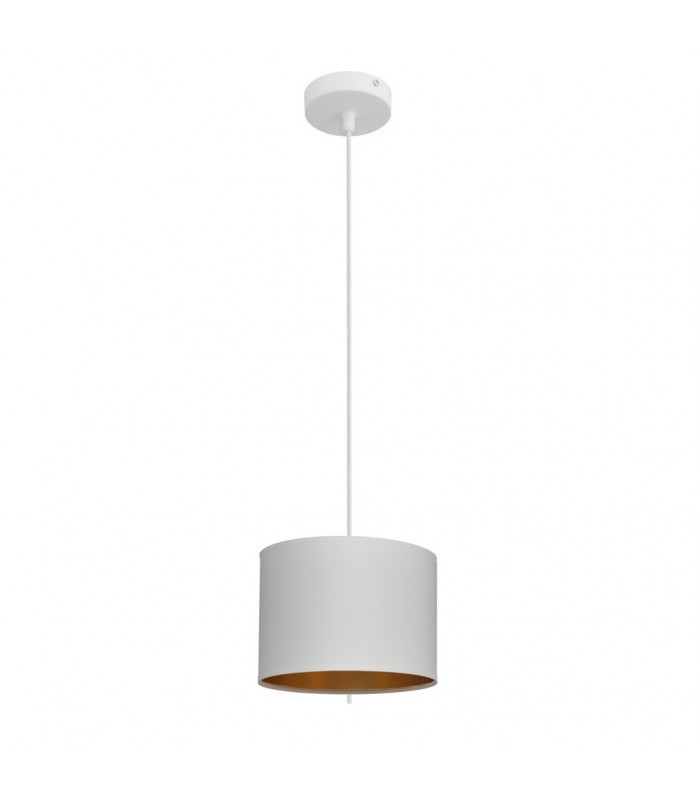Alba Cylindrical Pendant Ceiling Light White Gold 20cm