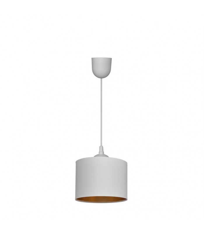 Alba Cylindrical Pendant Ceiling Light White Gold 20cm