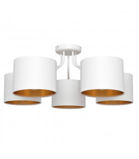 Alba Multi Arm Semi Flush Ceiling Light White Gold 70cm