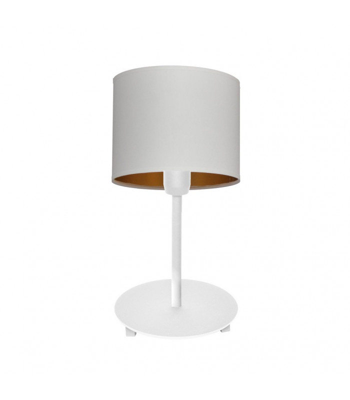 Alba Table Lamp With Round Shade White Gold 20cm