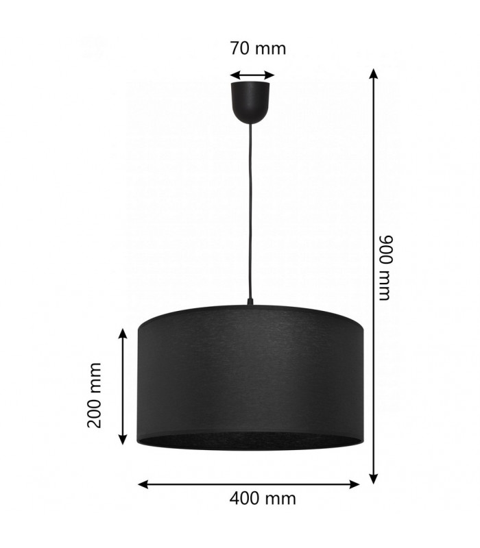 Alba Cylindrical Pendant Ceiling Light Black 40cm-3