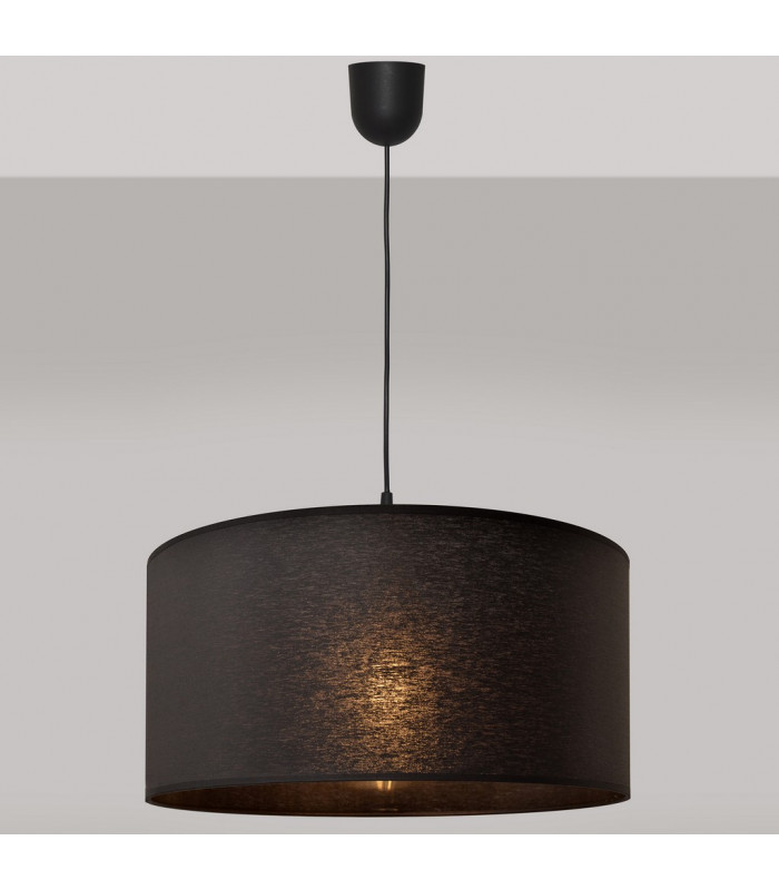 Alba Cylindrical Pendant Ceiling Light Black 40cm-5