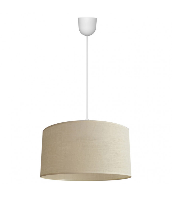 Alba Cylindrical Pendant Ceiling Light Ecru White 40cm-1