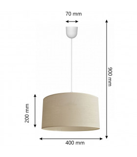 Alba Cylindrical Pendant Ceiling Light Ecru White 40cm-3