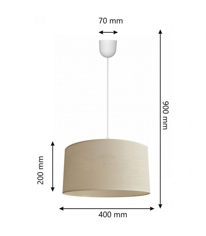 Alba Cylindrical Pendant Ceiling Light Ecru White 40cm-3