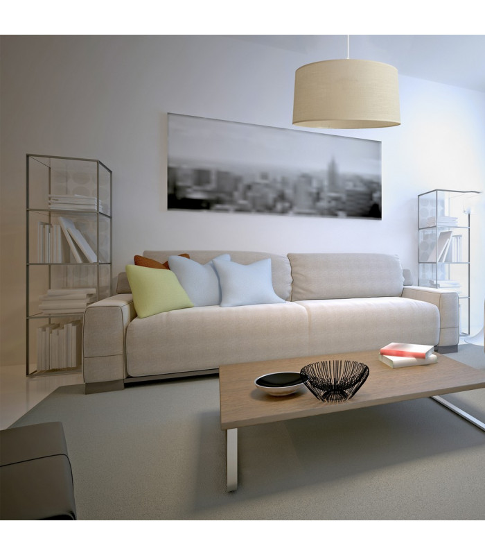 Alba Cylindrical Pendant Ceiling Light Ecru White 40cm-4