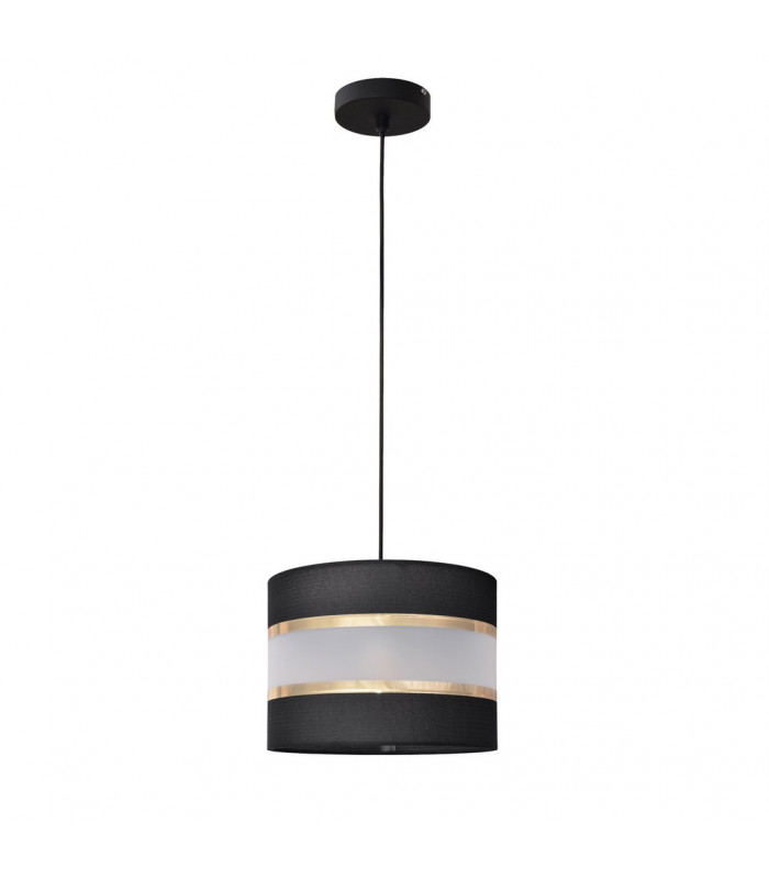 Helen Cylindrical Pendant Ceiling Light Black Gold 20cm