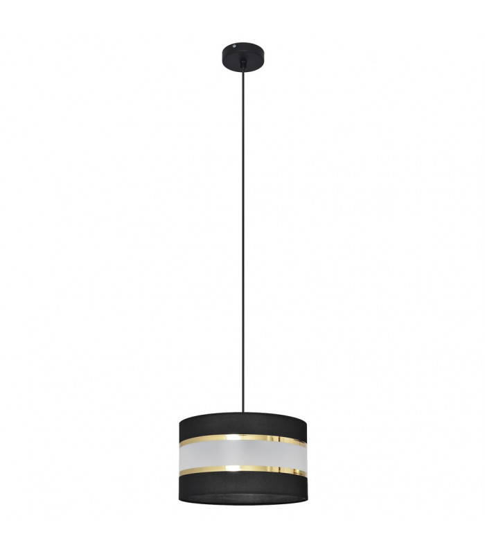 Helen Cylindrical Pendant Ceiling Light Black Gold 25cm-2