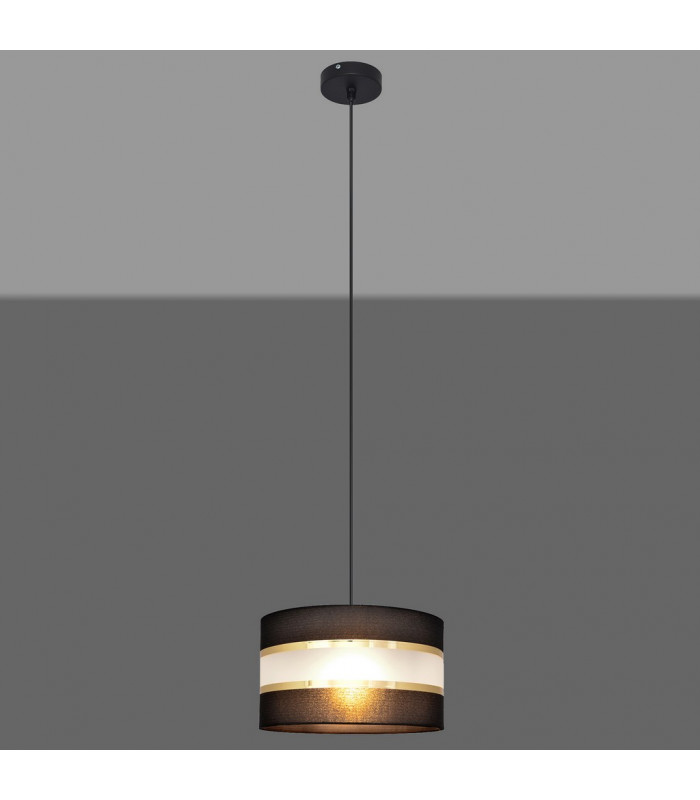 Helen Cylindrical Pendant Ceiling Light Black Gold 25cm-3