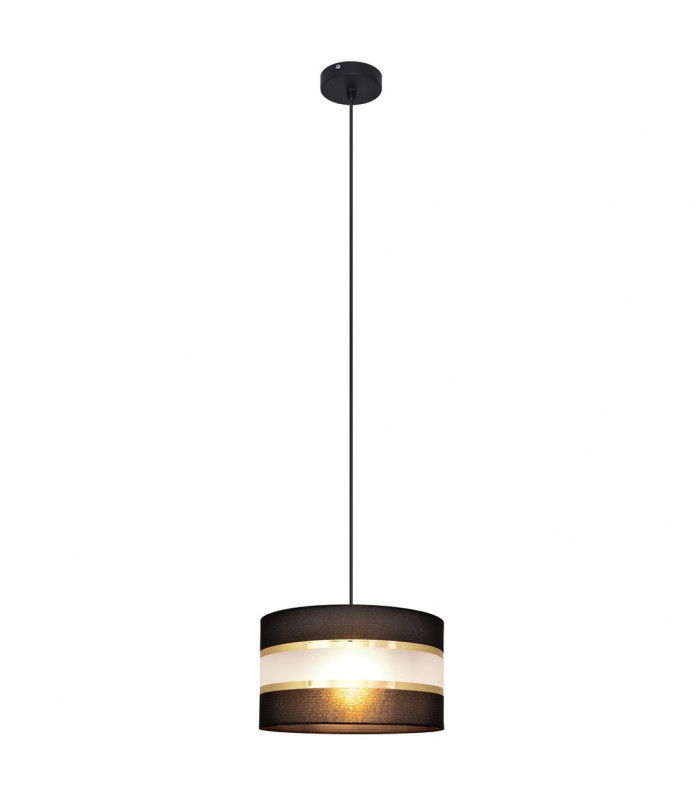 Helen Cylindrical Pendant Ceiling Light Black Gold 25cm-4