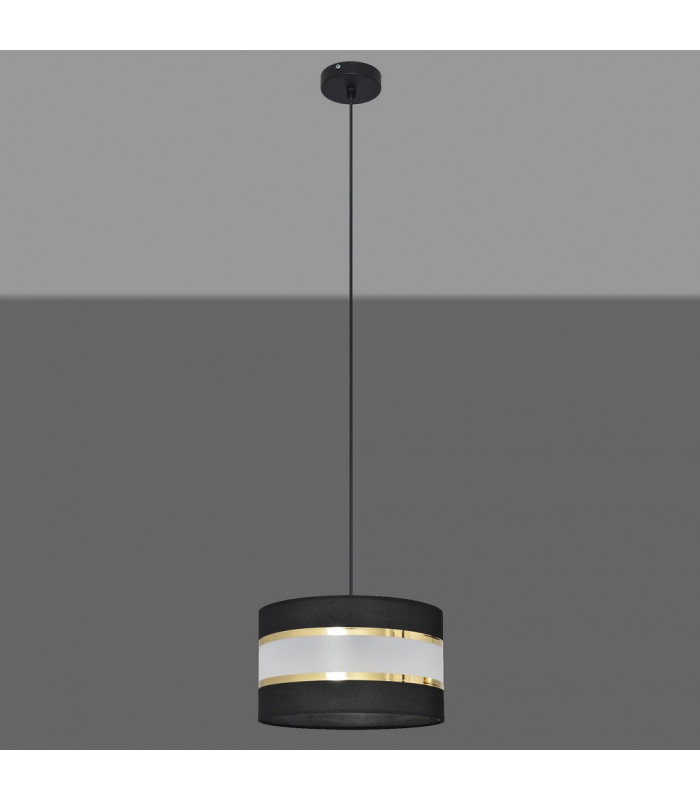 Helen Cylindrical Pendant Ceiling Light Black Gold 25cm-5