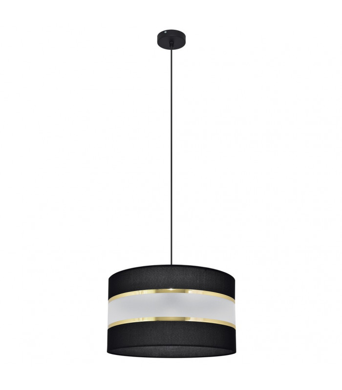Helen Cylindrical Pendant Ceiling Light Black Gold 35cm
