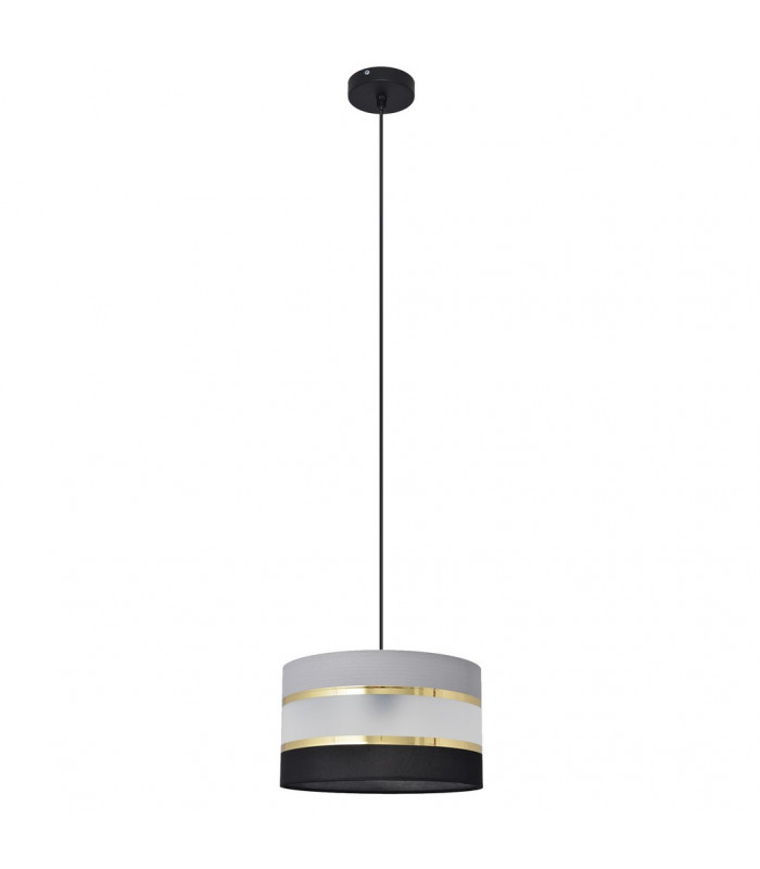 Helen Cylindrical Pendant Ceiling Light Black Gold Grey 25cm-1