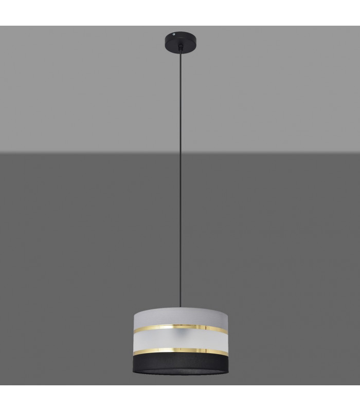 Helen Cylindrical Pendant Ceiling Light Black Gold Grey 25cm-3