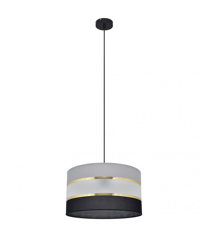 Helen Cylindrical Pendant Ceiling Light Black Gold Grey 35cm