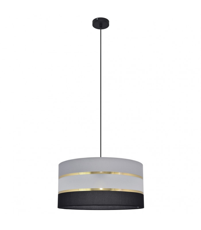 Helen Cylindrical Pendant Ceiling Light Black Gold Grey 40cm