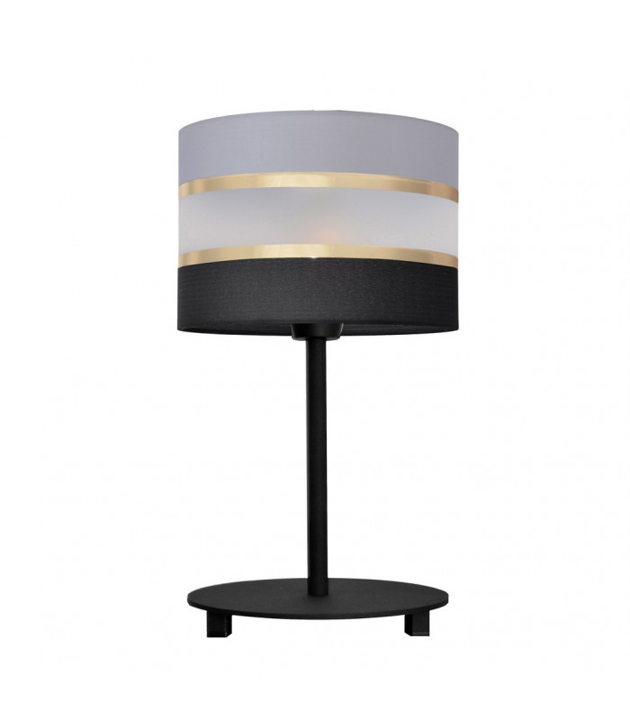 Helen Table Lamp With Round Shade Black Gold Grey 20cm