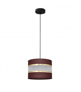 Helen Cylindrical Pendant Ceiling Light Brown Gold Black 20cm