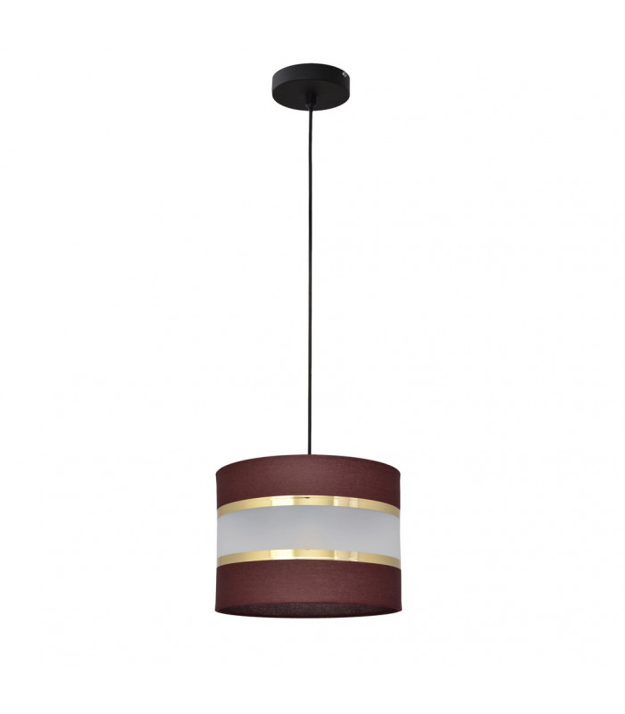 Helen Cylindrical Pendant Ceiling Light Brown Gold Black 20cm