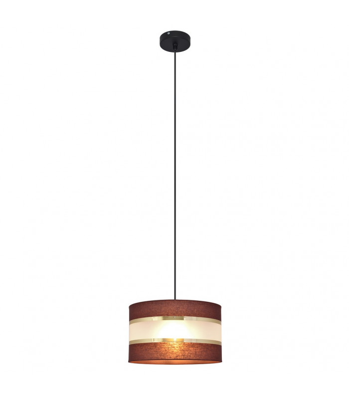 Helen Cylindrical Pendant Ceiling Light Brown Gold Black 25cm-2