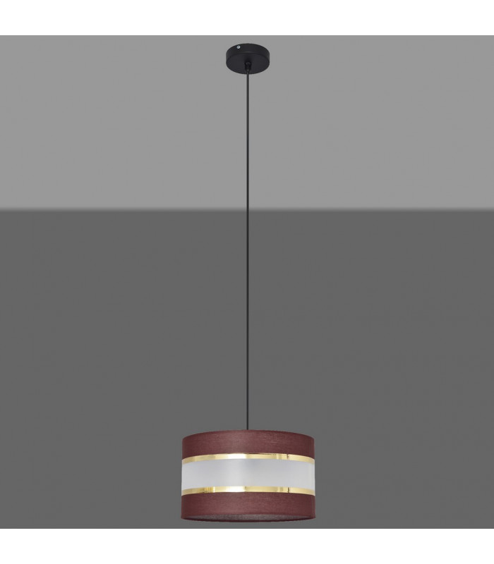 Helen Cylindrical Pendant Ceiling Light Brown Gold Black 25cm-3