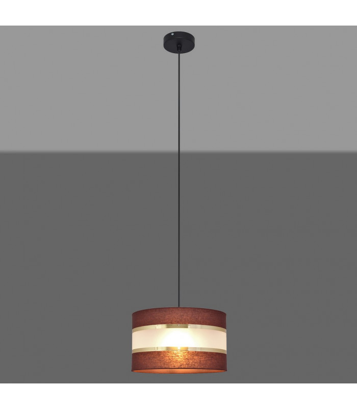 Helen Cylindrical Pendant Ceiling Light Brown Gold Black 25cm-5