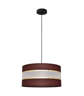 Helen Cylindrical Pendant Ceiling Light Brown Gold Black 40cm