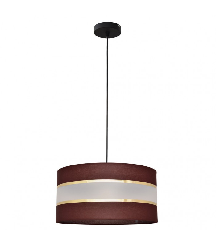 Helen Cylindrical Pendant Ceiling Light Brown Gold Black 40cm