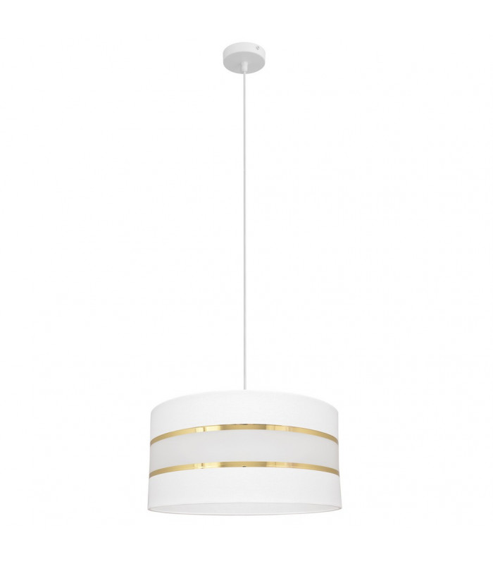 Helen Cylindrical Pendant Ceiling Light White Gold 40cm