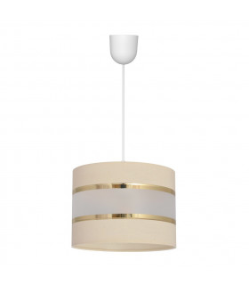 Helen Cylindrical Pendant Ceiling Light Ecru Gold White 20cm-1
