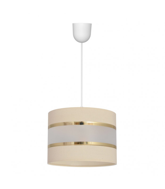 Helen Cylindrical Pendant Ceiling Light Ecru Gold White 20cm-1