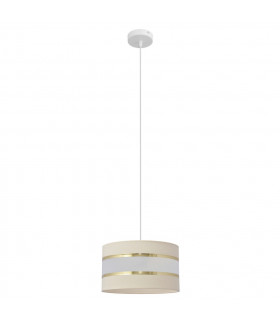 Helen Cylindrical Pendant Ceiling Light Ecru Gold White 25cm-1