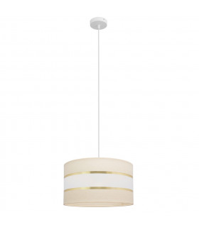 Helen Cylindrical Pendant Ceiling Light Ecru Gold White 35cm