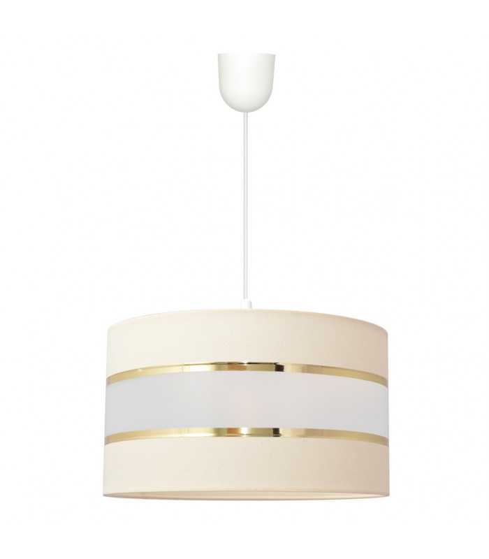 Helen Cylindrical Pendant Ceiling Light Ecru Gold White 35cm-1