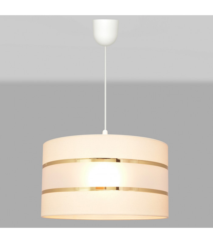 Helen Cylindrical Pendant Ceiling Light Ecru Gold White 35cm-2