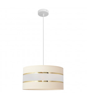 Helen Cylindrical Pendant Ceiling Light Ecru Gold White 40cm
